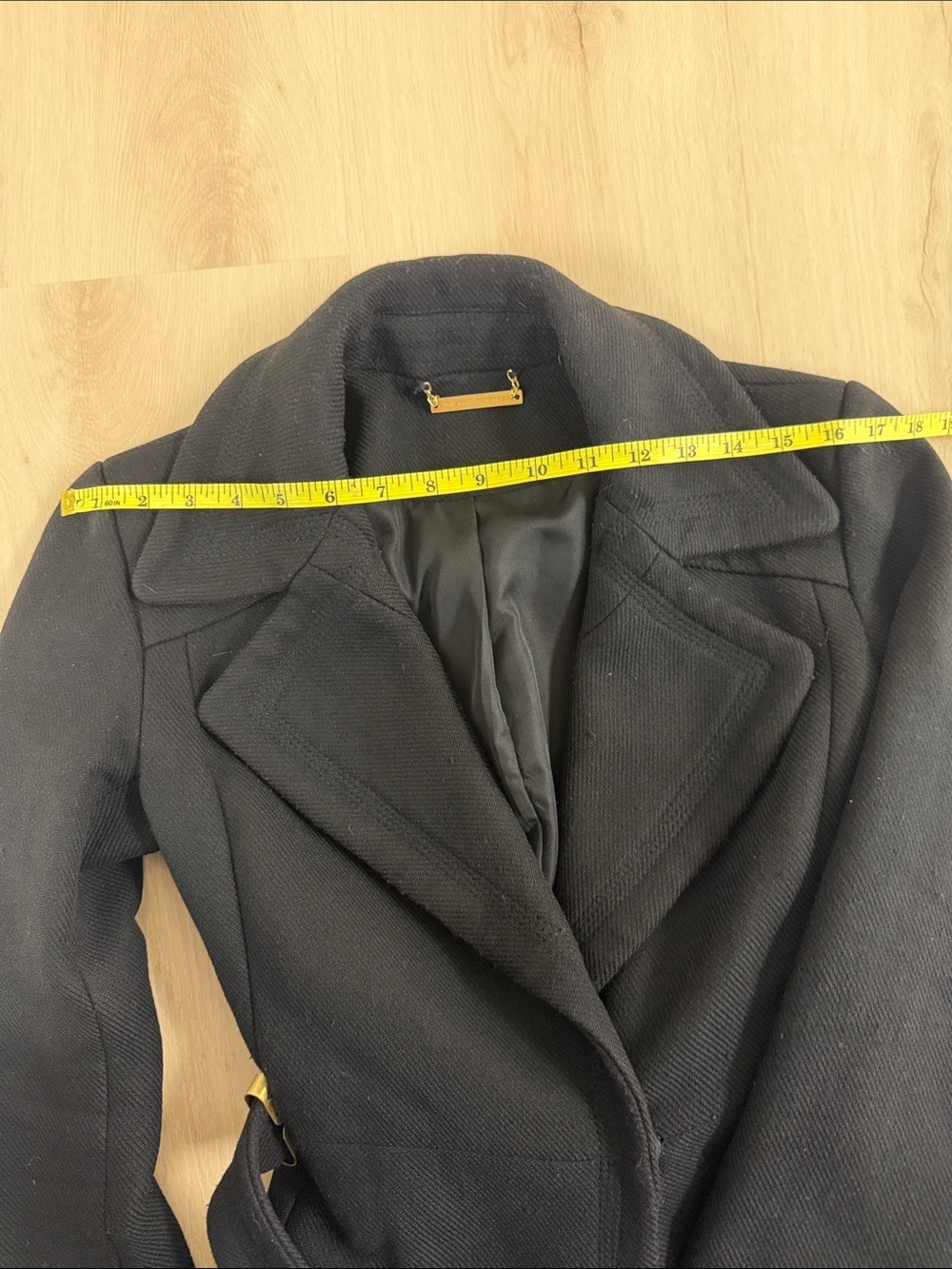 Diane Von Furstenberg Mikhaila Black Long Sleeve Wool Coat - Picture 12 of 12